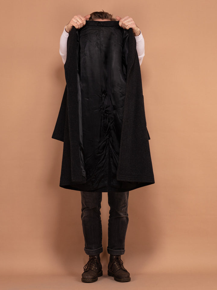 Vintage 60's Men Heavy Wool Coat in Black - NorthernGrip