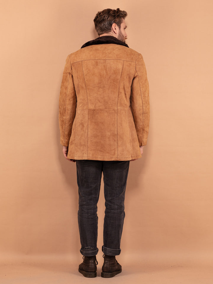 Vintage 70's Men Suede Winter Coat in Brown - NorthernGrip