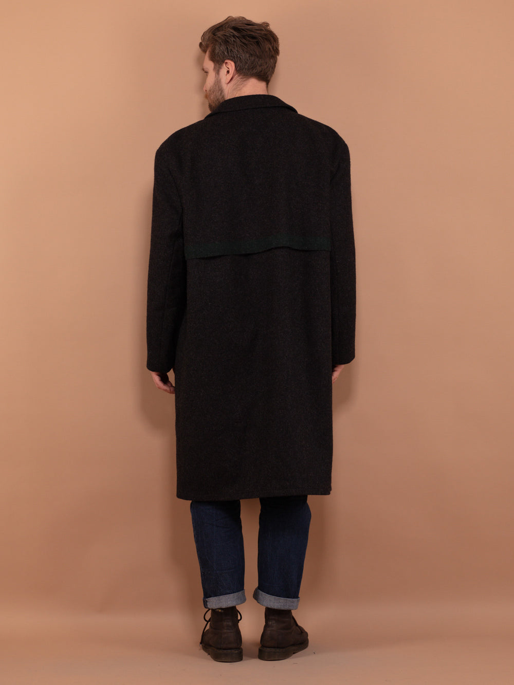 Vintage 70's Men Long Wool Overcoat in Grey - NorthernGrip