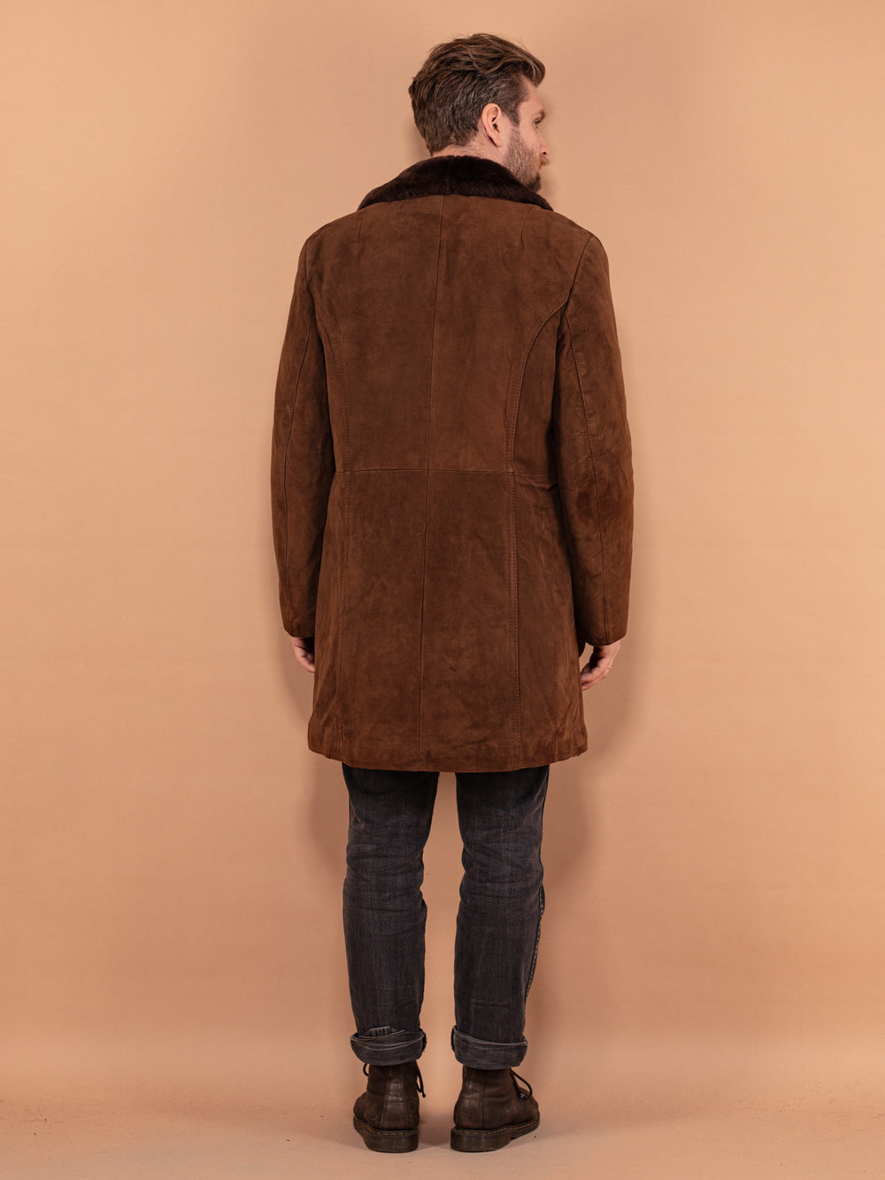 Vintage 70's Men Suede Sherpa Coat in Brown - NorthernGrip