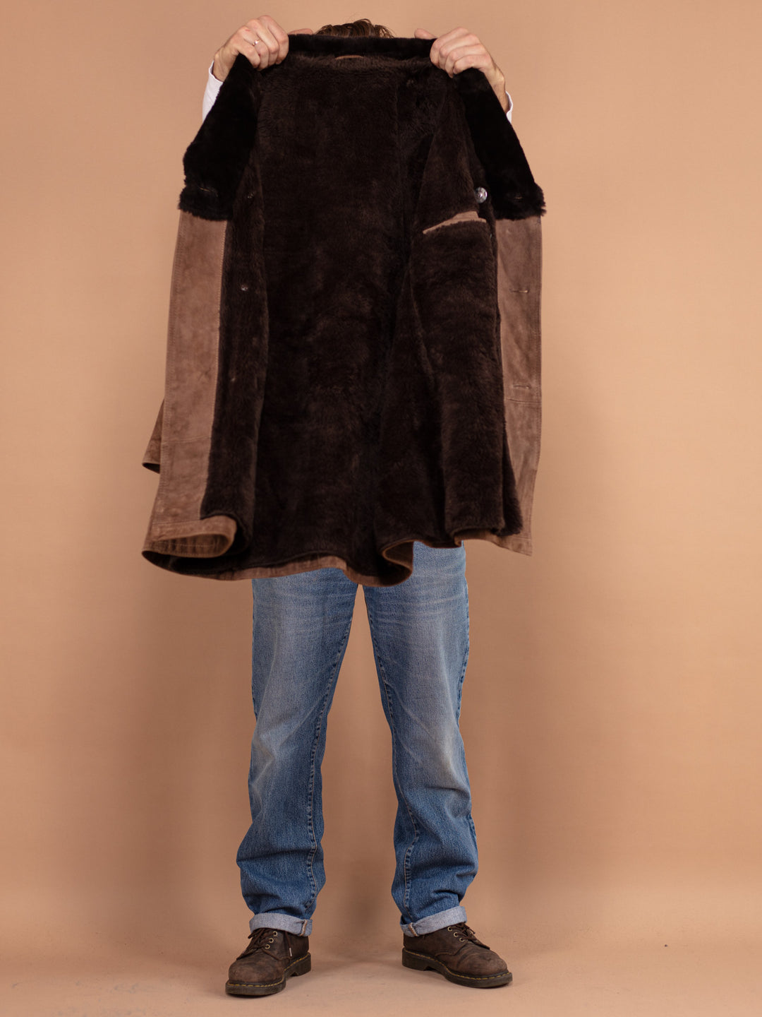 Vintage 70's Men Suede Sherpa Coat in Brown - NorthernGrip