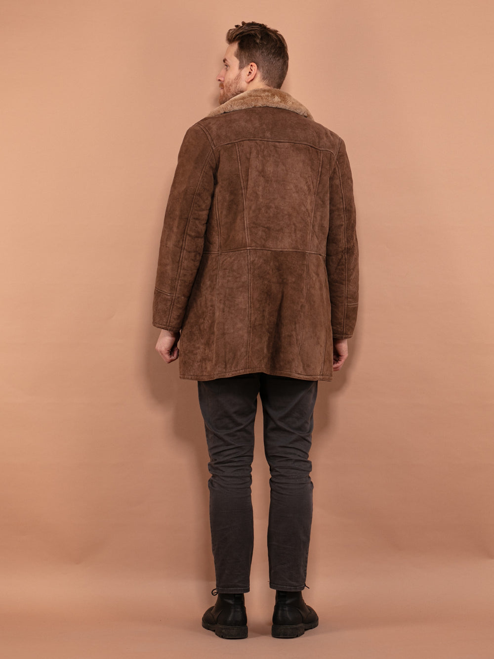 Vintage 70's Men Western Shearling Coat in Brown - NorthernGrip