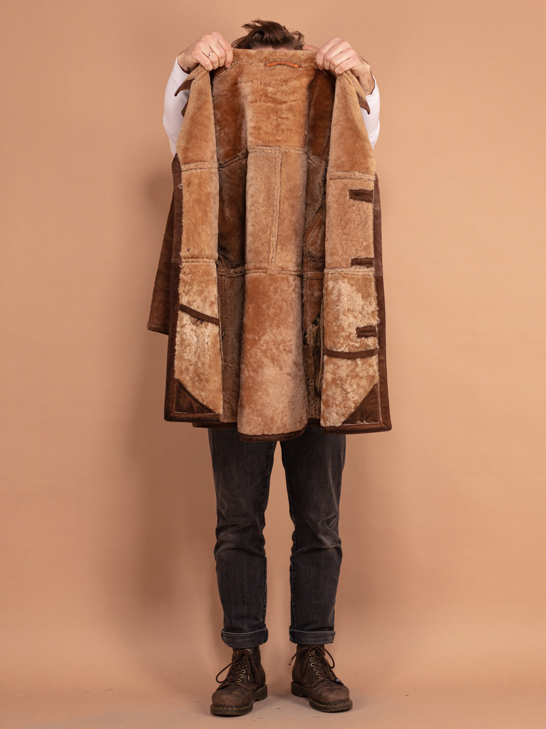 Online Vintage Store 70's Men Western Sheepskin Coat in Brown