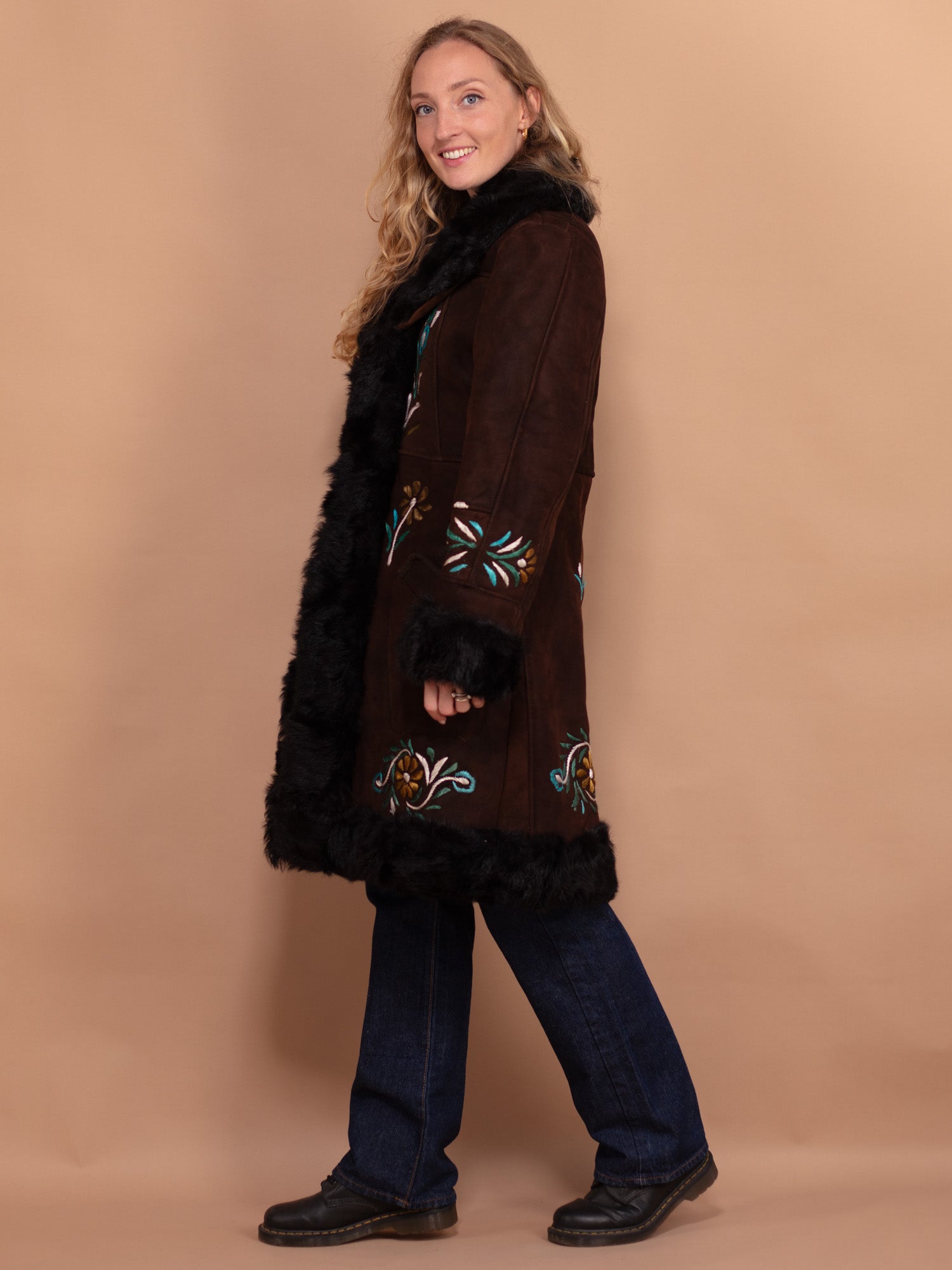 Online Vintage Store | 70's Women Embroidered Penny Lane Sheepskin