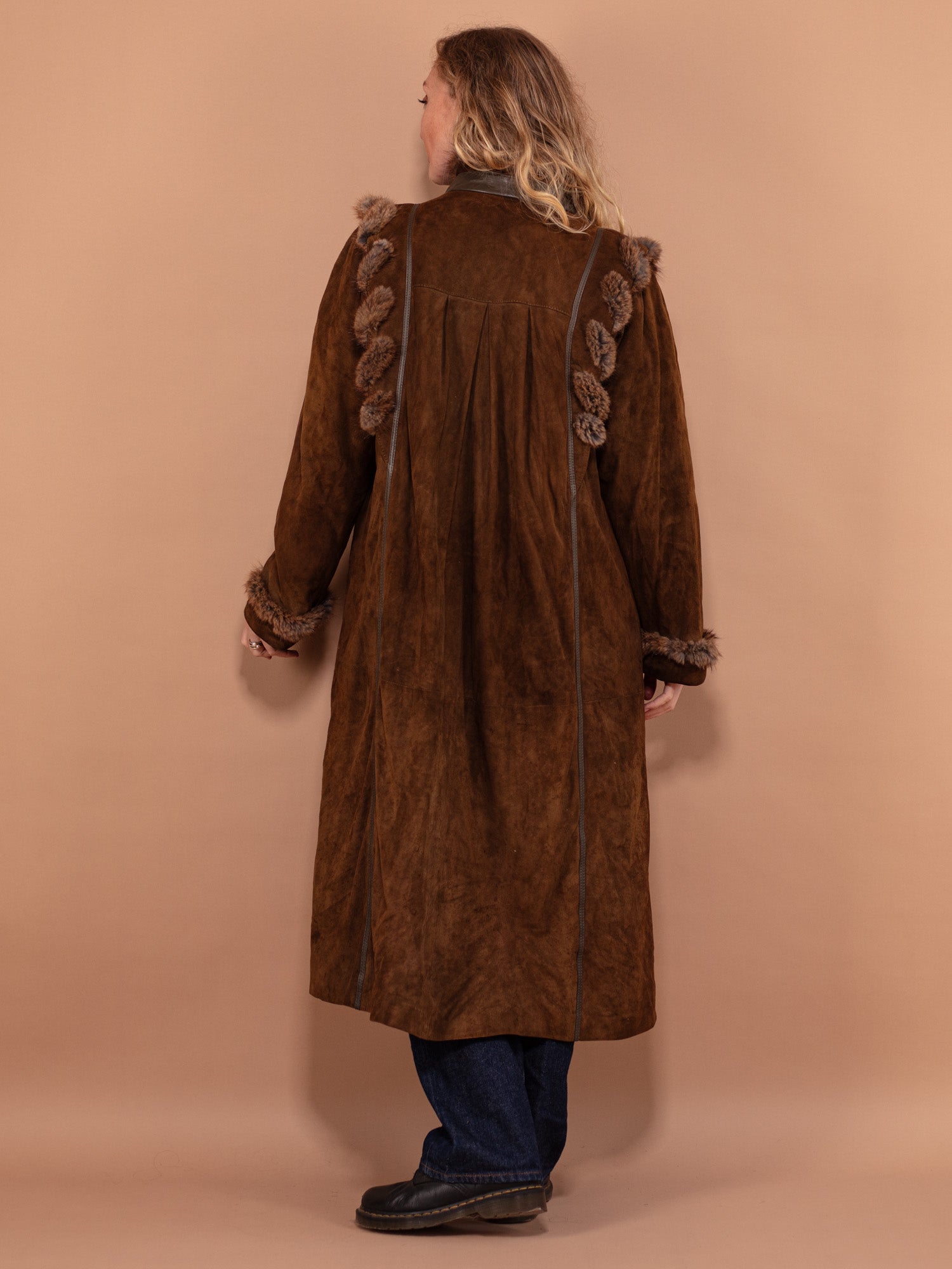 Online Vintage Store | 70's Women Fur Trim Suede Coat in Brown| Northern  Grip – NorthernGrip