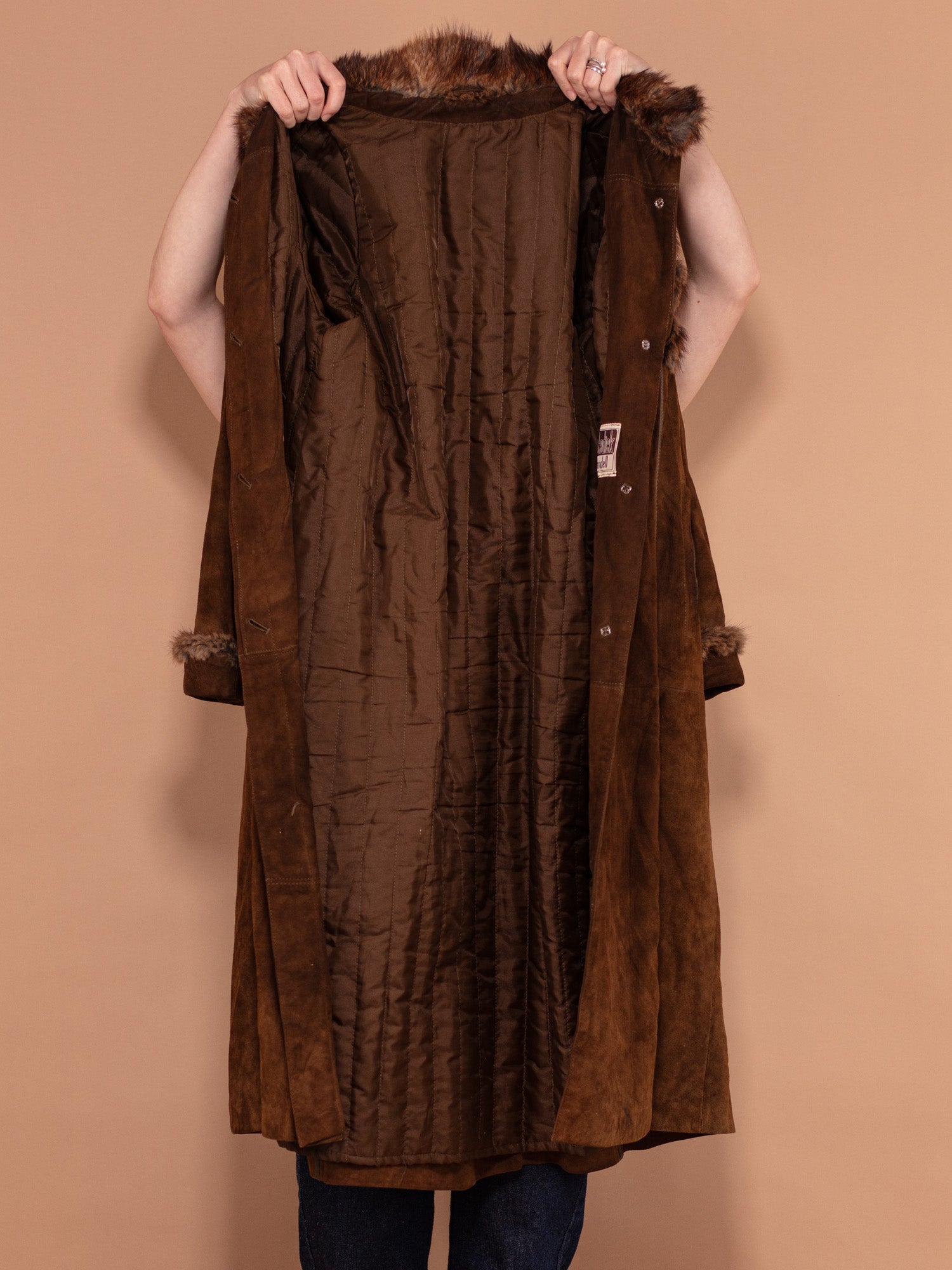 Online Vintage Store | 70's Women Fur Trim Suede Coat in Brown| Northern  Grip – NorthernGrip