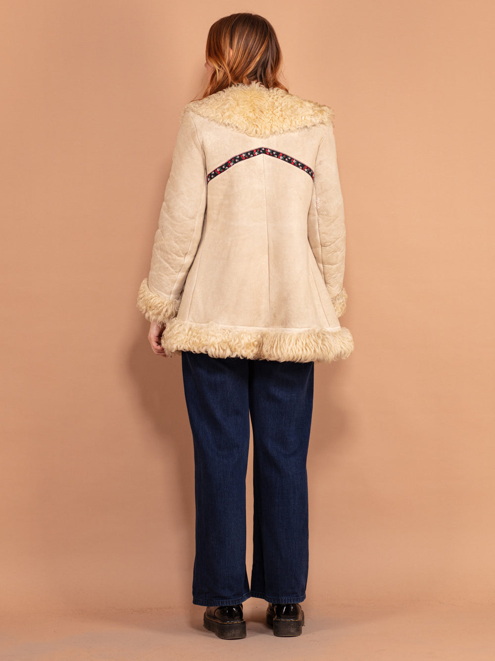 Vintage 70's Women Afghan Sheepskin Coat in Off-White - NorthernGrip