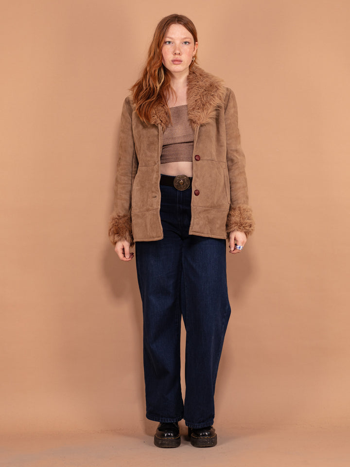 Vintage 70's Women Penny Lane Sheepskin Coat in Light Brown - NorthernGrip