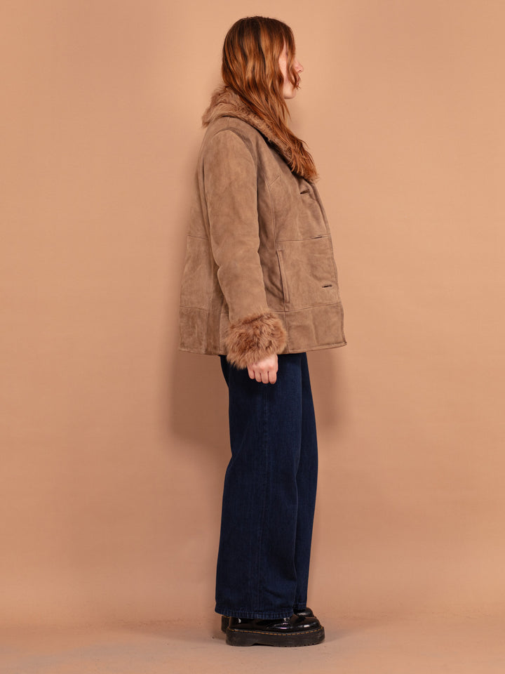 Vintage 70's Women Penny Lane Sheepskin Coat in Light Brown - NorthernGrip
