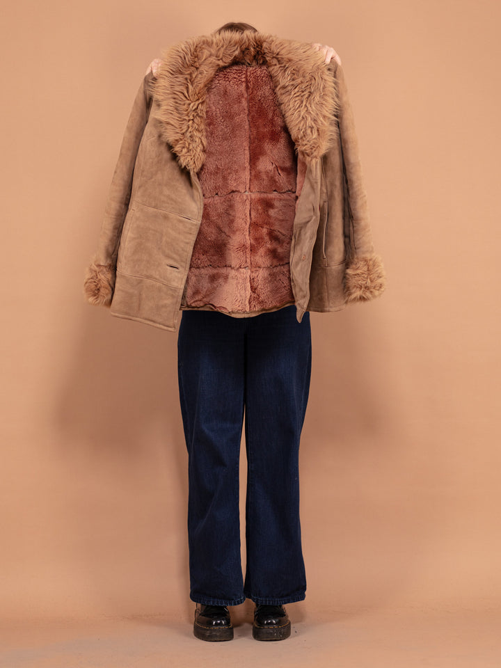Vintage 70's Women Penny Lane Sheepskin Coat in Light Brown - NorthernGrip