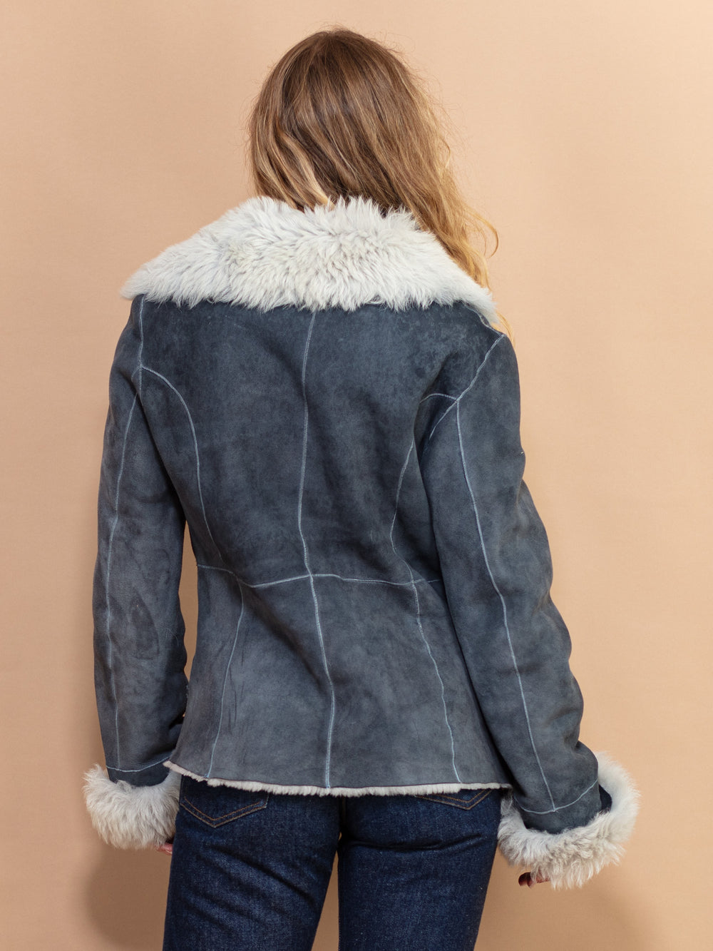 Vintage 70's Women Penny Lane Sheepskin Jacket in Grey - NorthernGrip