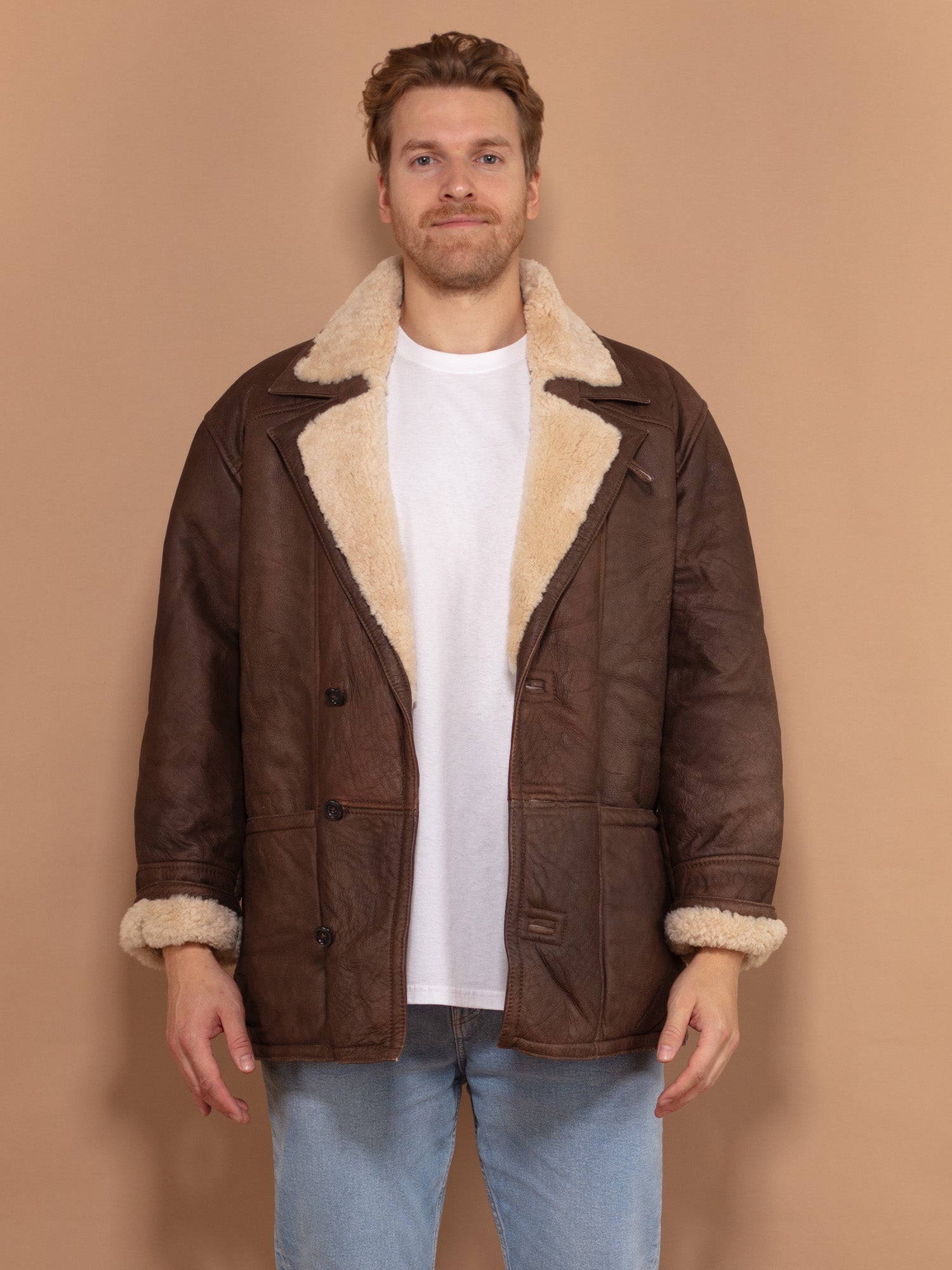 80s short real mouton leather Jkt USA製｜メンズ