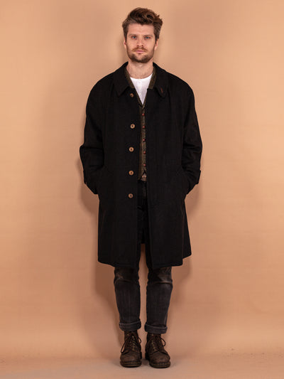 Trachten Loden Wool Coat 80's, Size XL, Vintage Men Wool Blend Topcoat, Dirndl Mens Clothing, Gray Cashmere and Wool Coat, Elegant Outerwear