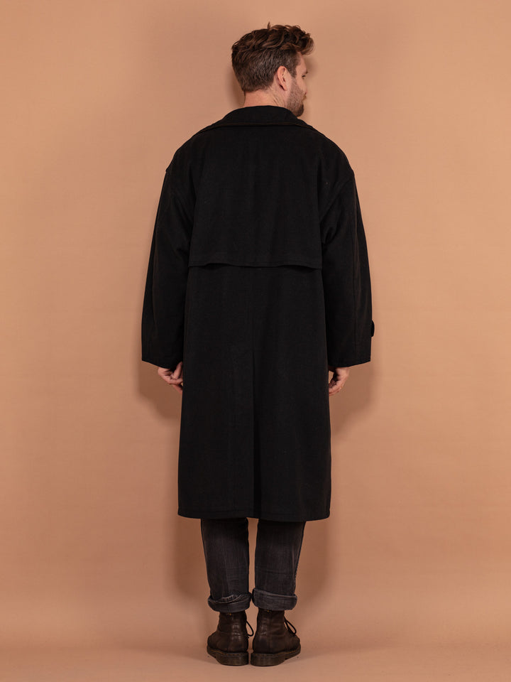 Vintage 80's Men Long Wool Blend Coat in Dark Grey - NorthernGrip