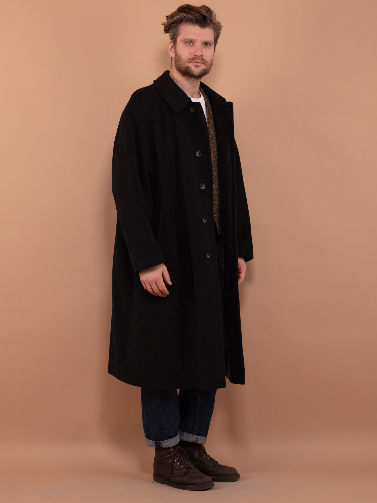 Online Vintage Store | 80's Men Wool and Cashmere Long Coat
