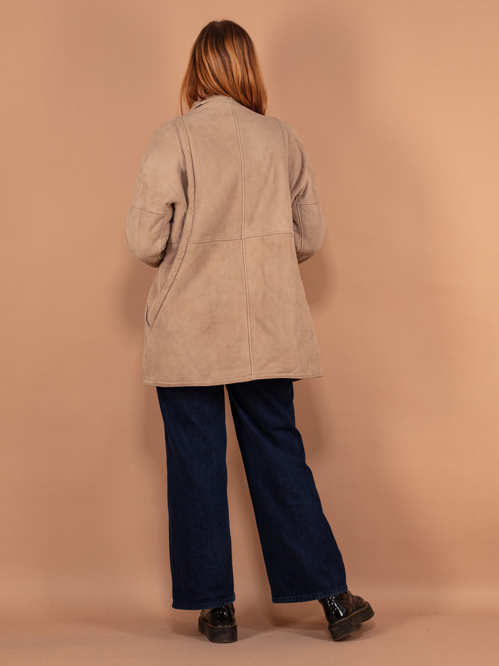 Vintage 80's Women Shearling Coat in Beige - NorthernGrip