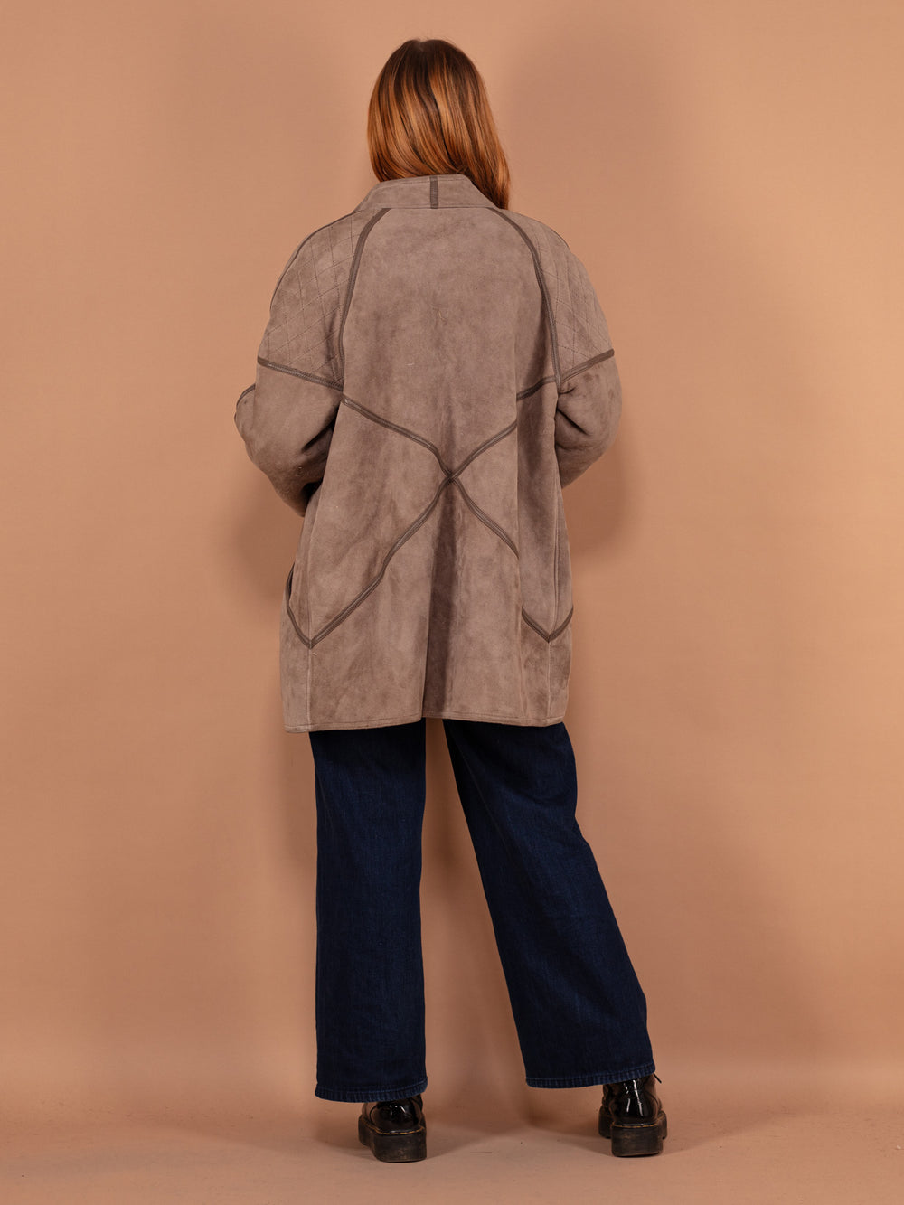 Vintage 80's Women Shearling Coat in Taupe - NorthernGrip