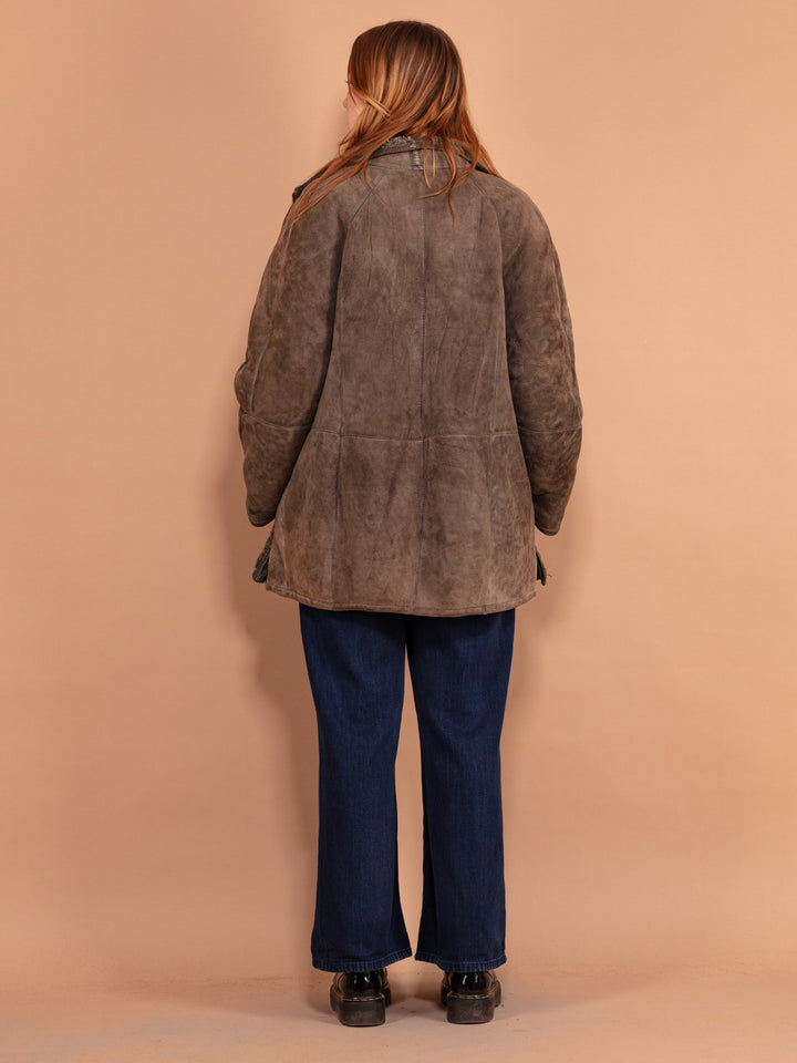 Vintage 80's Women Thick Shearling Coat in Brown - NorthernGrip