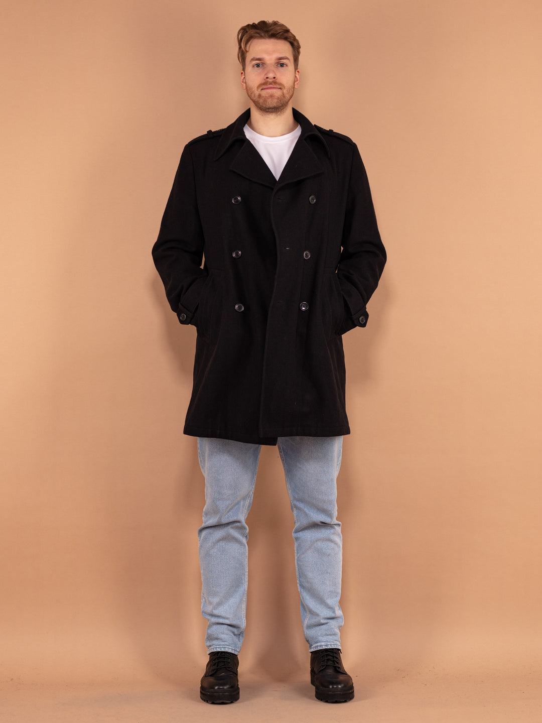 Blazer Jeans Mens Peacoat Online Vintage Store 90's Men Wool Coat