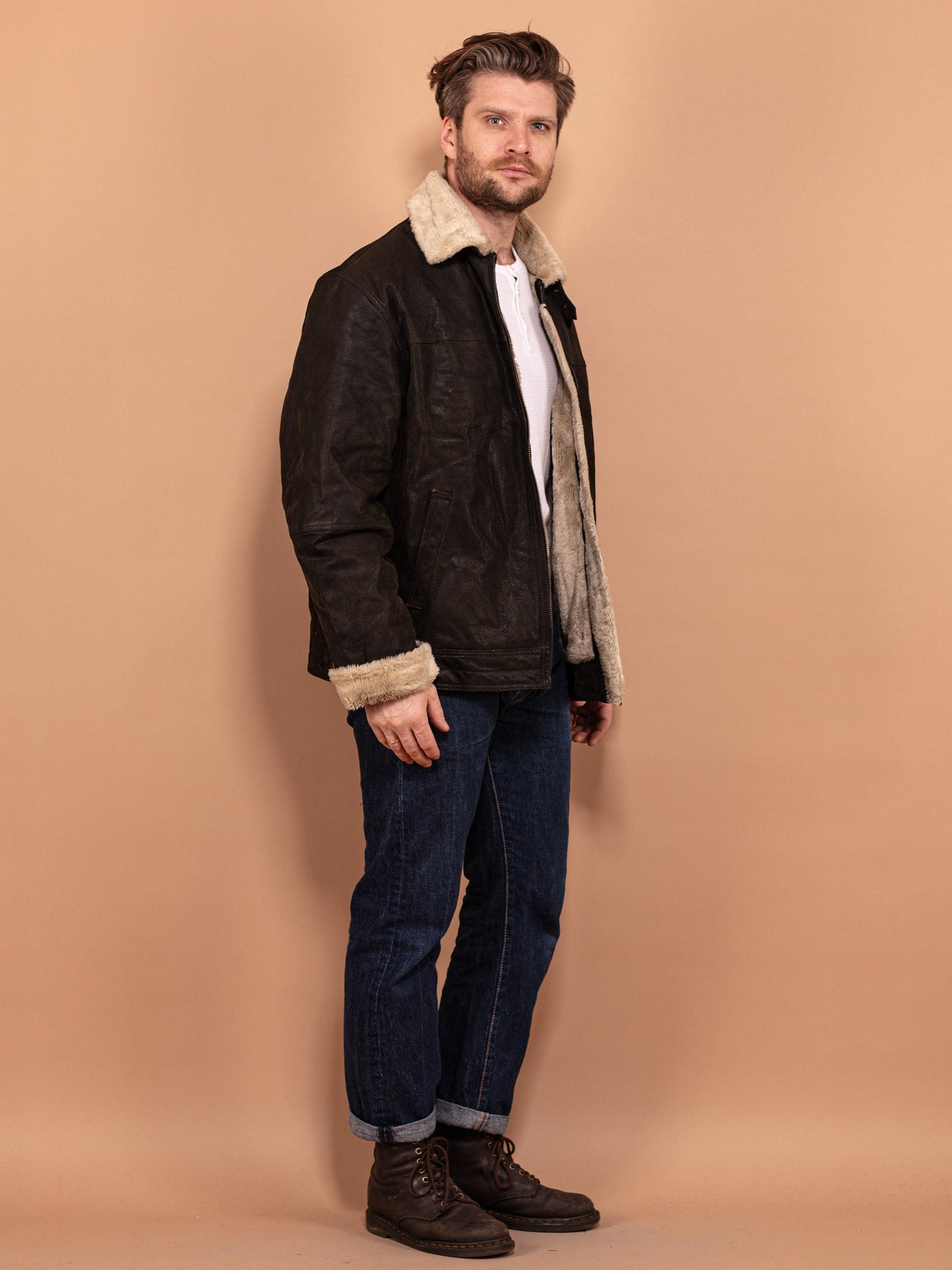 Men Winter Faux Fur Collar Lining Denim Jeans Jacket Coat Denim Hoodie  Outwear | eBay