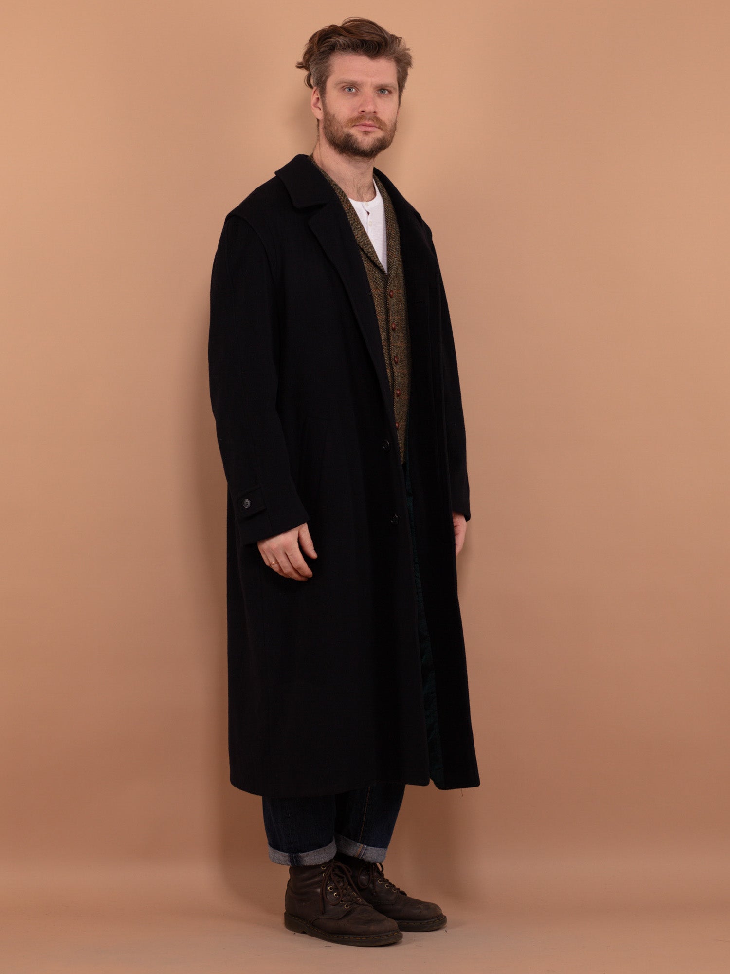 Online Vintage Store 90 s Men Oversized Wool Blend Coat Northern Grip NorthernGrip