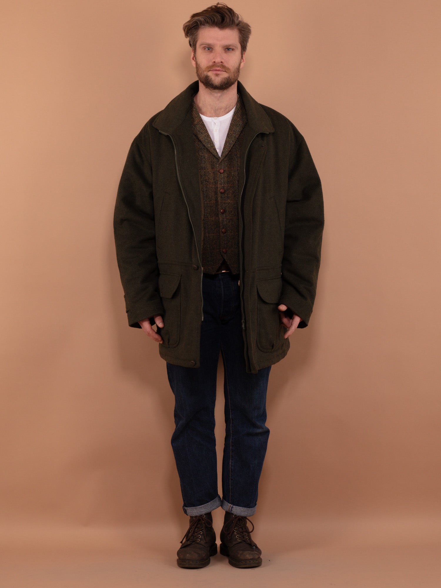 Online Vintage Store 90 s Men Padded Wool Blend Parka Coat Northern Grip NorthernGrip