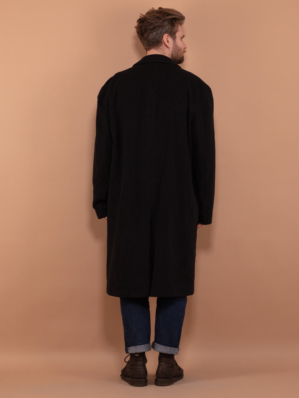 Vintage 90's Men Wool and Cashmere Coat in Dark Grey - NorthernGrip