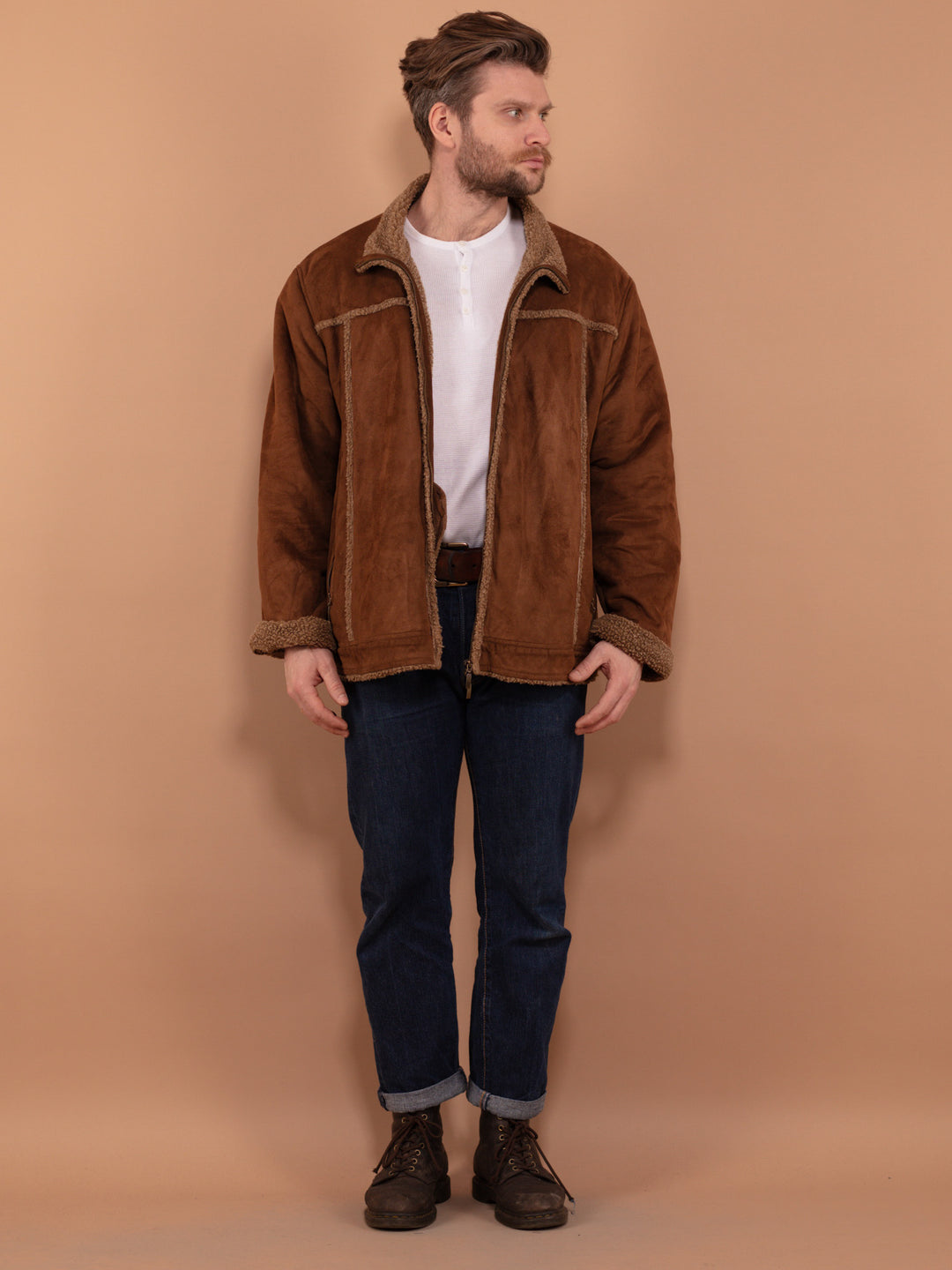 Online Vintage Store 90's Men Western Sherpa Bomber Jacket