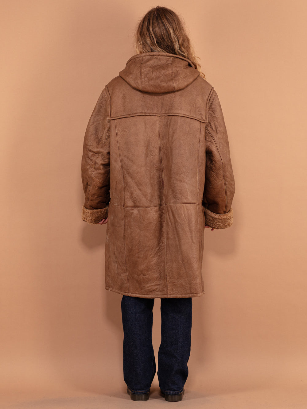 Vintage 90's Women Oversized Shearling Coat in Brown - NorthernGrip
