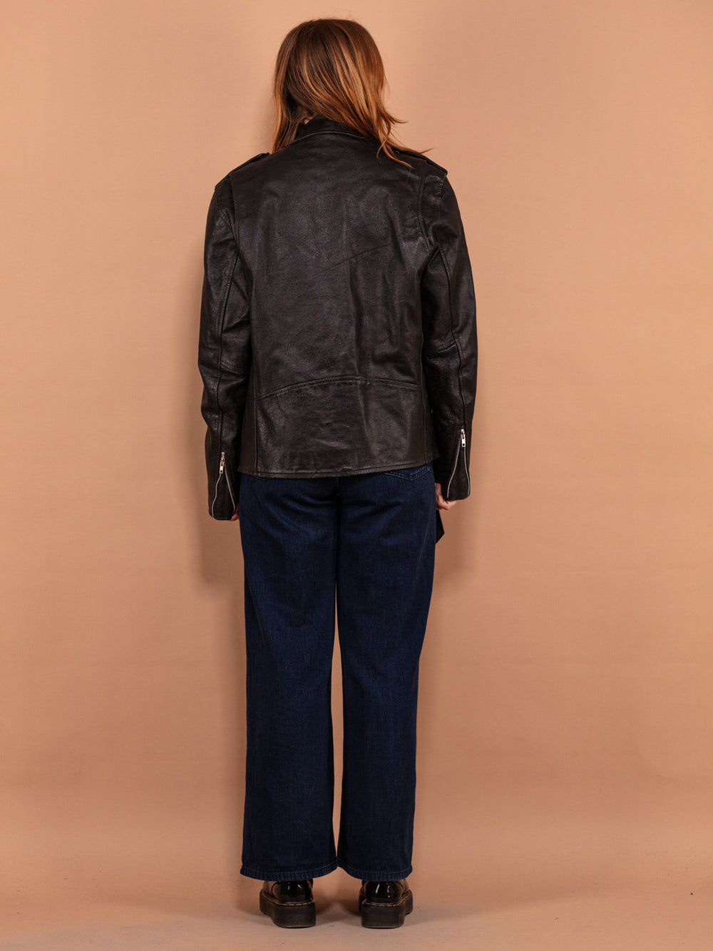 Vintage 90's Women Biker Leather Jacket in Black - NorthernGrip