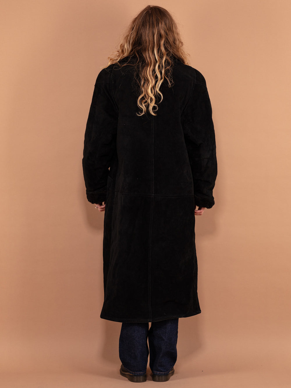 Vintage 90's Women Suede Overcoat in Black - NorthernGrip
