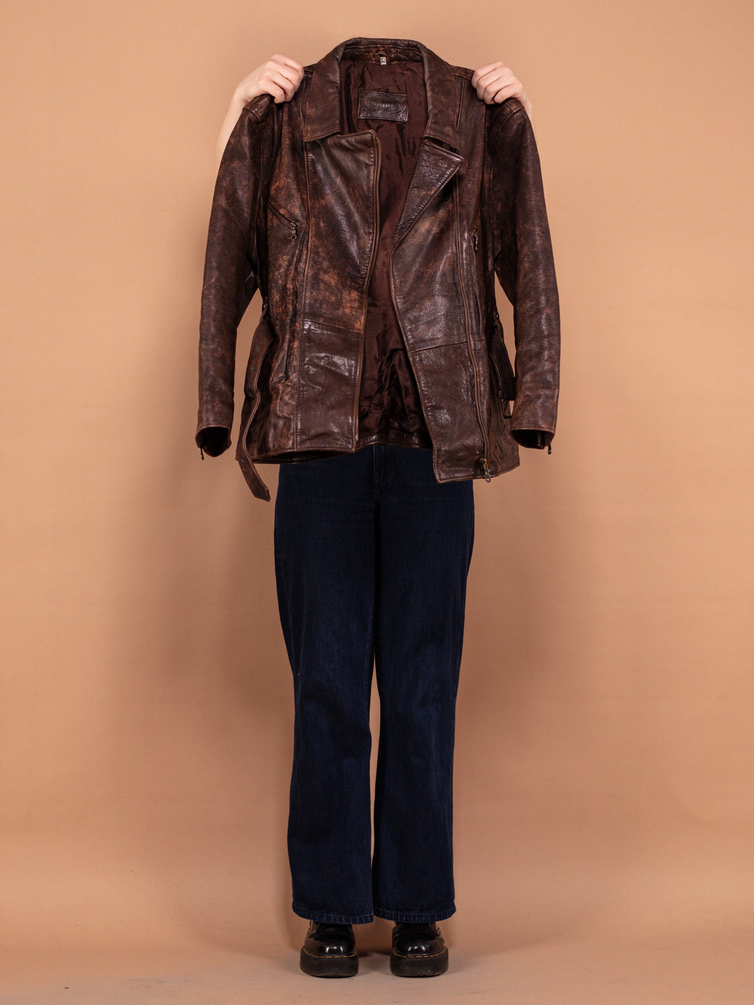 Online Vintage Store | 90's Women Leather Jacket in Brown