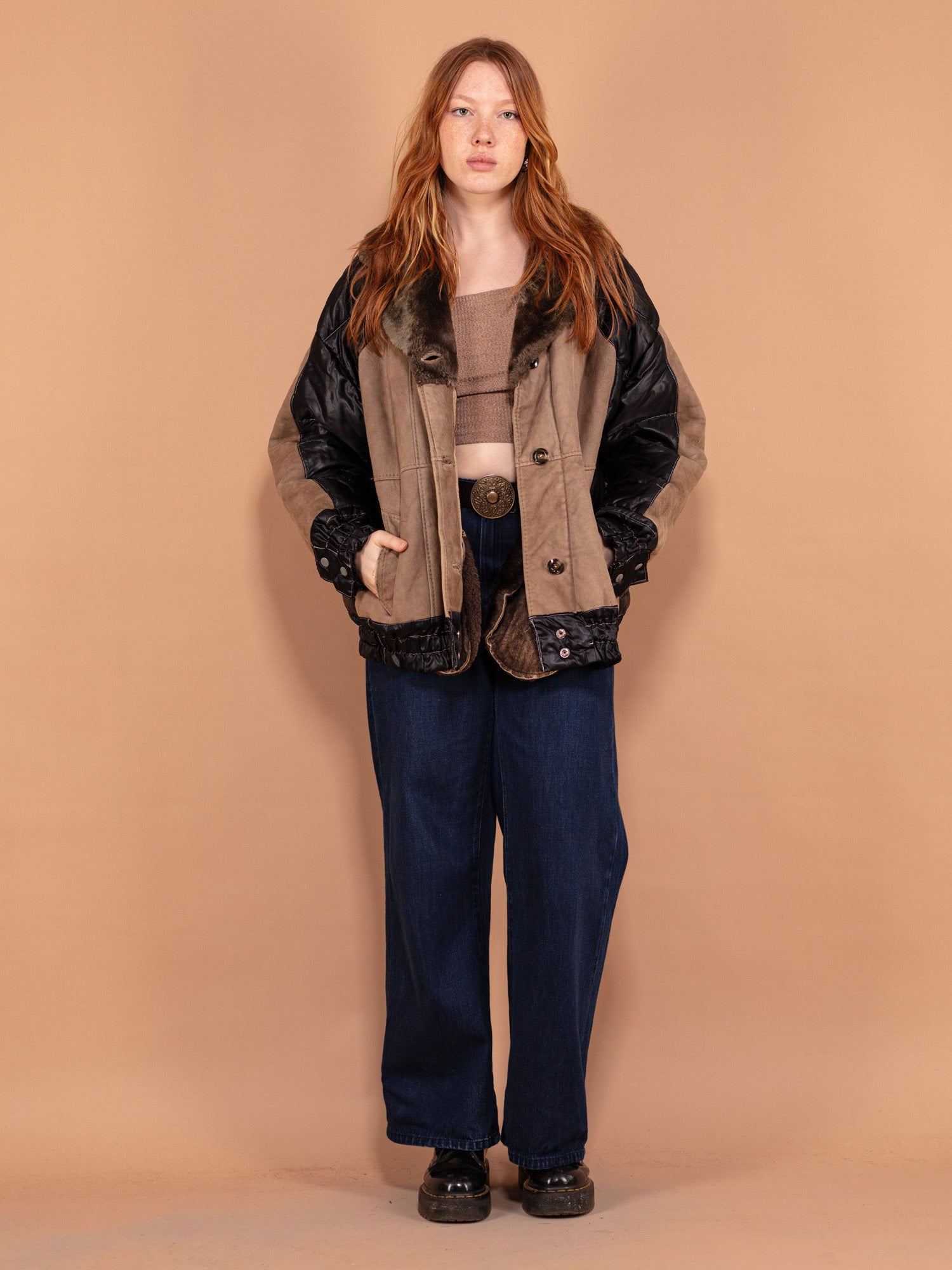 Online Vintage Store 90 s Women Oversized Sheepskin Jacket Northern Grip NorthernGrip