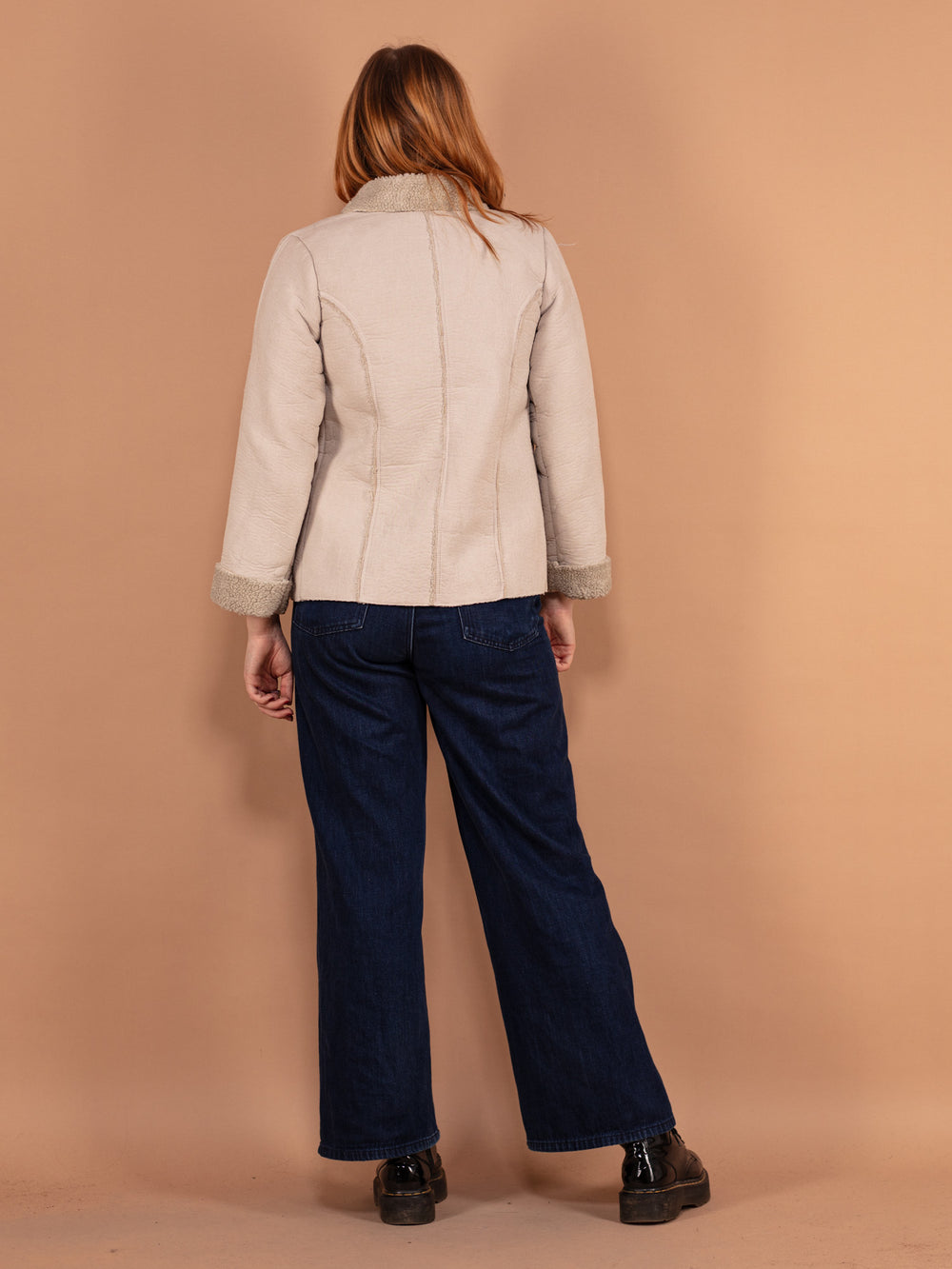 Vintage 90's Women Casual Sherpa Jacket in Off-White - NorthernGrip