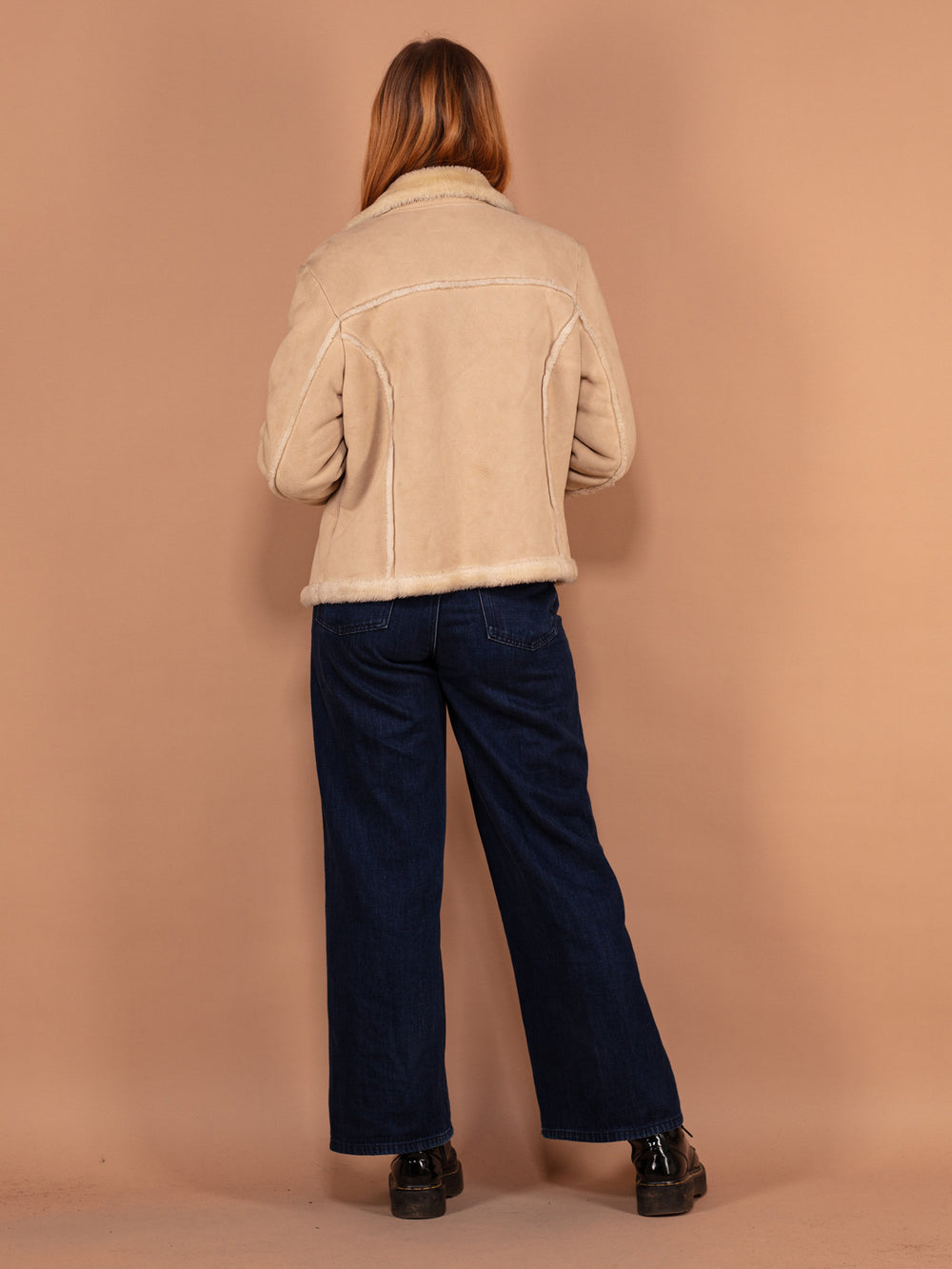 Vintage 00's Women Sherpa Lined Jacket in Beige - NorthernGrip