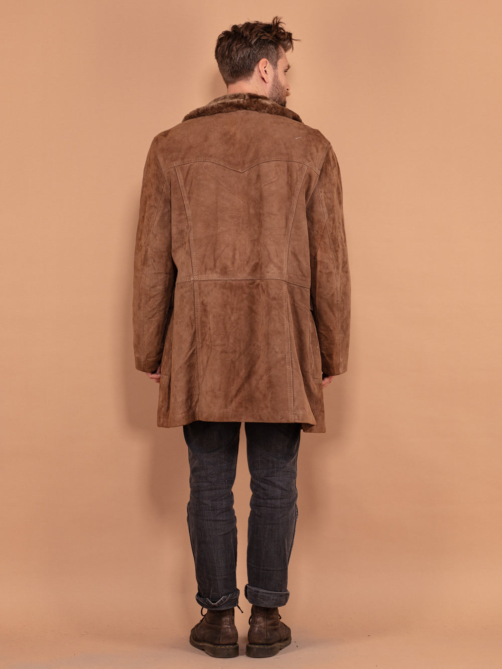 Vintage 90's Men Western Suede Coat in Brown - NorthernGrip