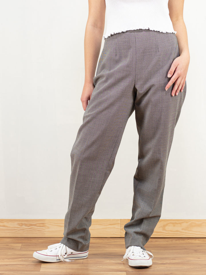 Vintage 90's Houndstooth Grey Pants Women