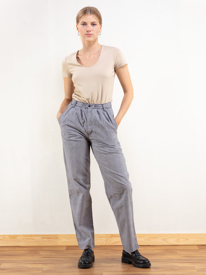 Vintage 90's Plaid Women Casual Pants