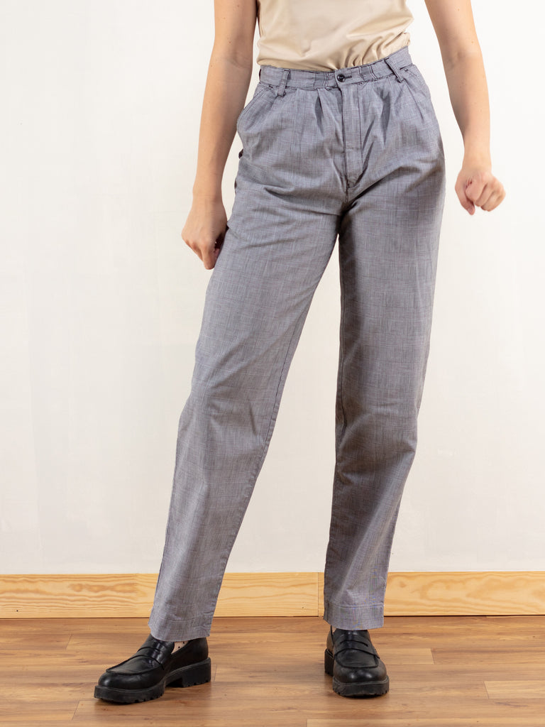 Vintage 90's Plaid Women Casual Pants