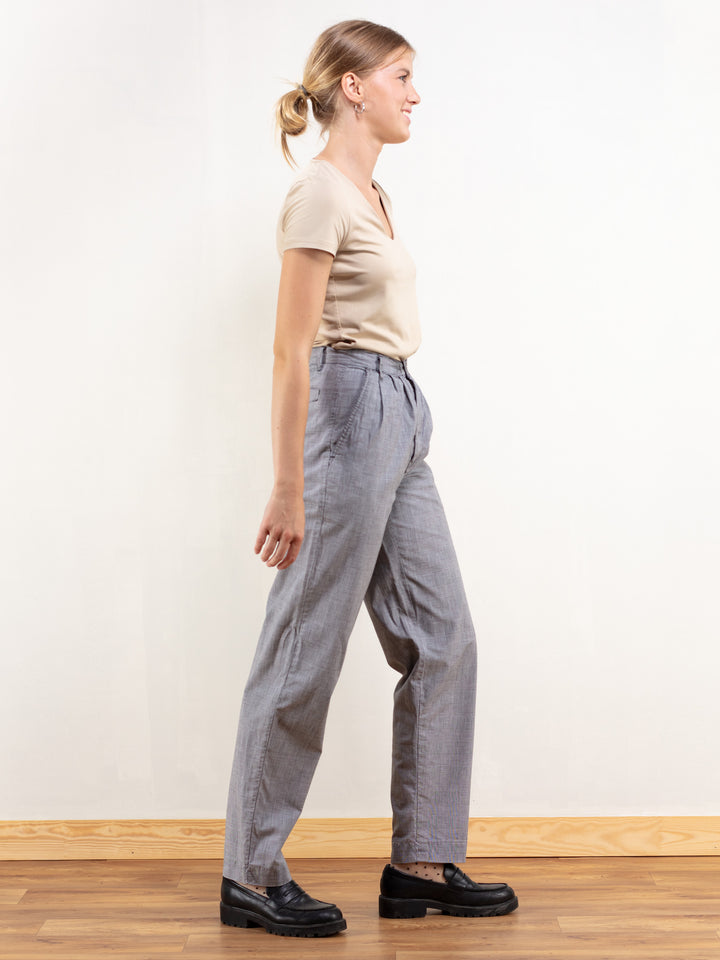 Vintage 90's Plaid Women Casual Pants
