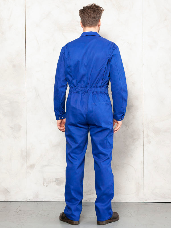 Blue Work Coveralls vintage 1990s 0veralls men clothing garage workwear retro jumpsuit mechanic wear size medium
