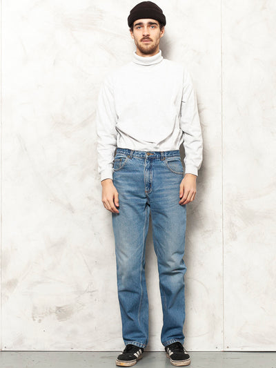 Vintage Men Jeans 90's denim pants medium wash button fly men's clothing boyfriend gift size large