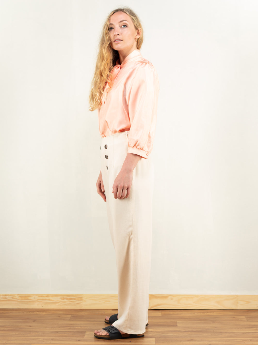 Vintage 80's Women Pastel Pink Summer Blouse - NorthernGrip