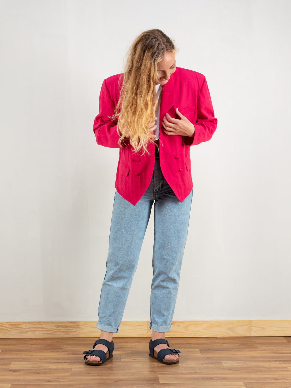 Vintage 90's Women Pink Blazer Jacket - NorthernGrip