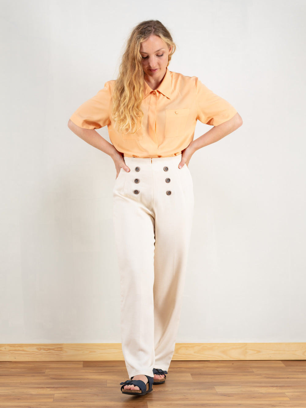 Vintage 90's Women Casual Orange Blouse - NorthernGrip