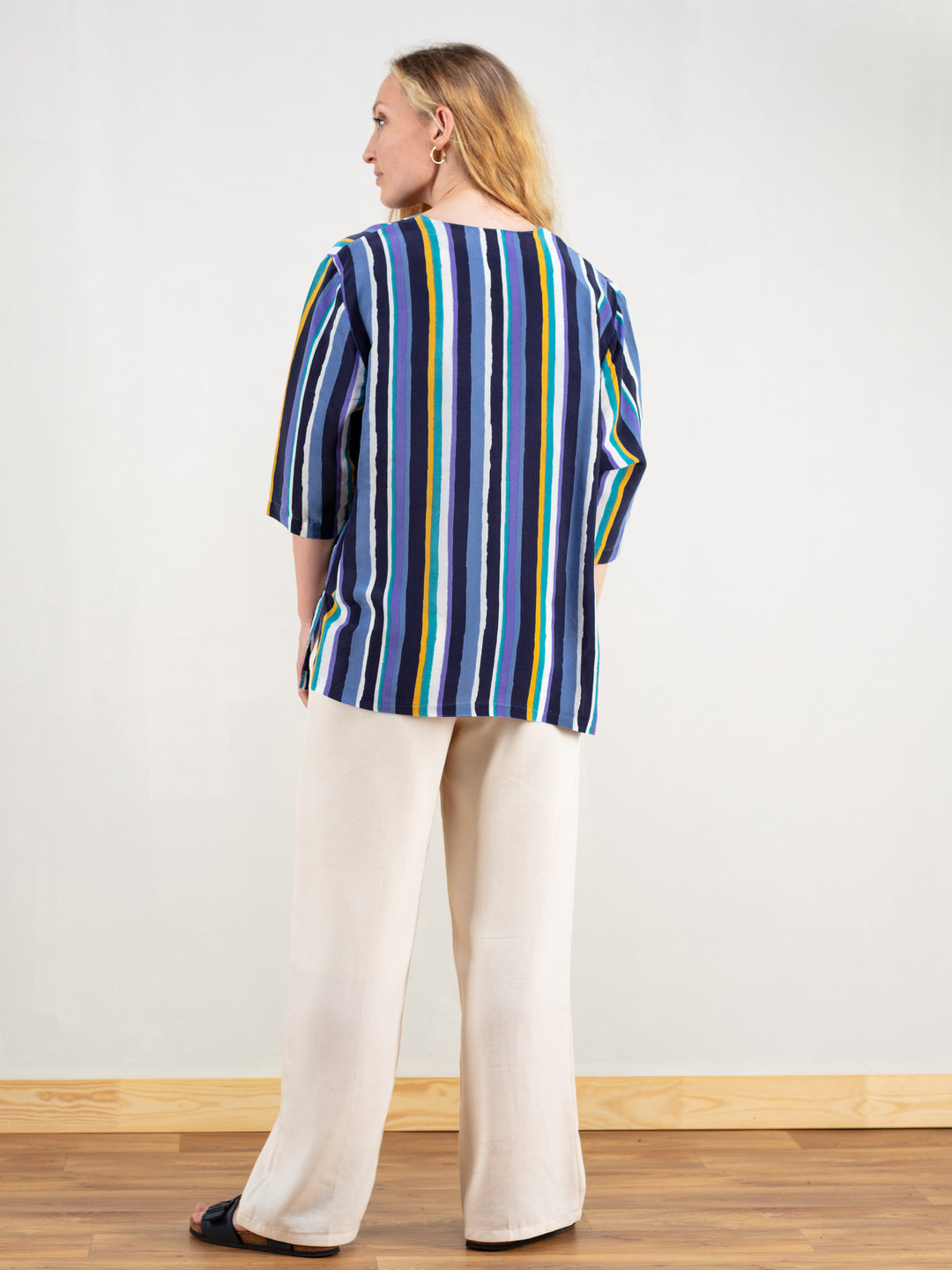 Vintage 90's Women Striped Boho Shirt