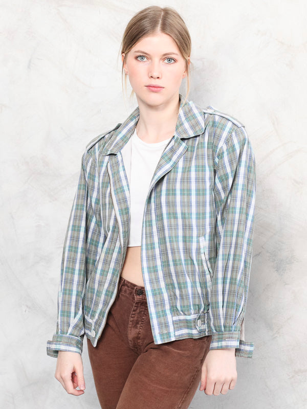 Vintage 80's Women Plaid Spring Jacket - NorthernGrip