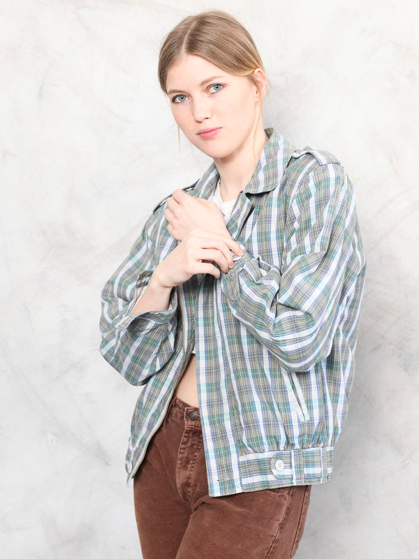 Vintage 80's Women Plaid Spring Jacket - NorthernGrip