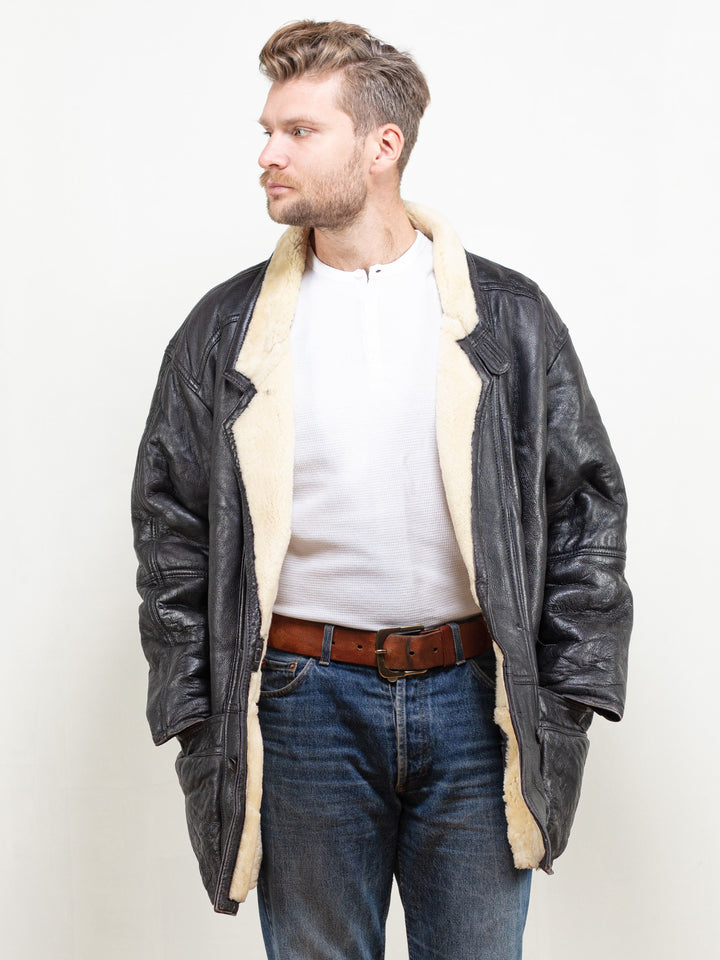Vintage 80's Men Sheepskin Coat