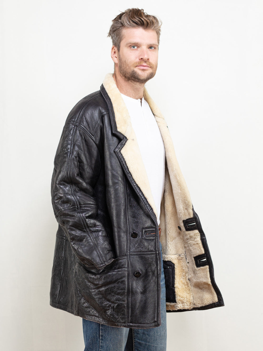 Vintage 80's Men Sheepskin Coat - NorthernGrip